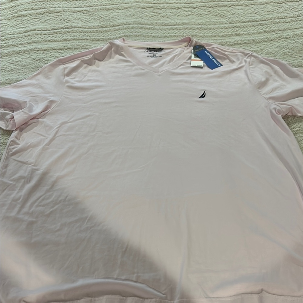 Nautica men light Pink Short Sleeve v neck Tee